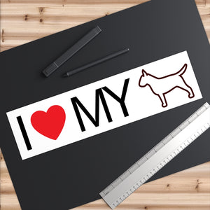 I Love My Bull Terrier Bumper Sticker - Cute Dose