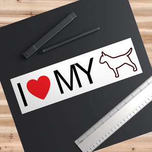 I Love My Bull Terrier Bumper Sticker - Cute Dose