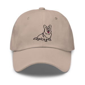 Corgi Embroidered Line Drawing Dad hat - Cute Dose