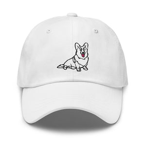 Corgi Embroidered Line Drawing Dad hat - Cute Dose